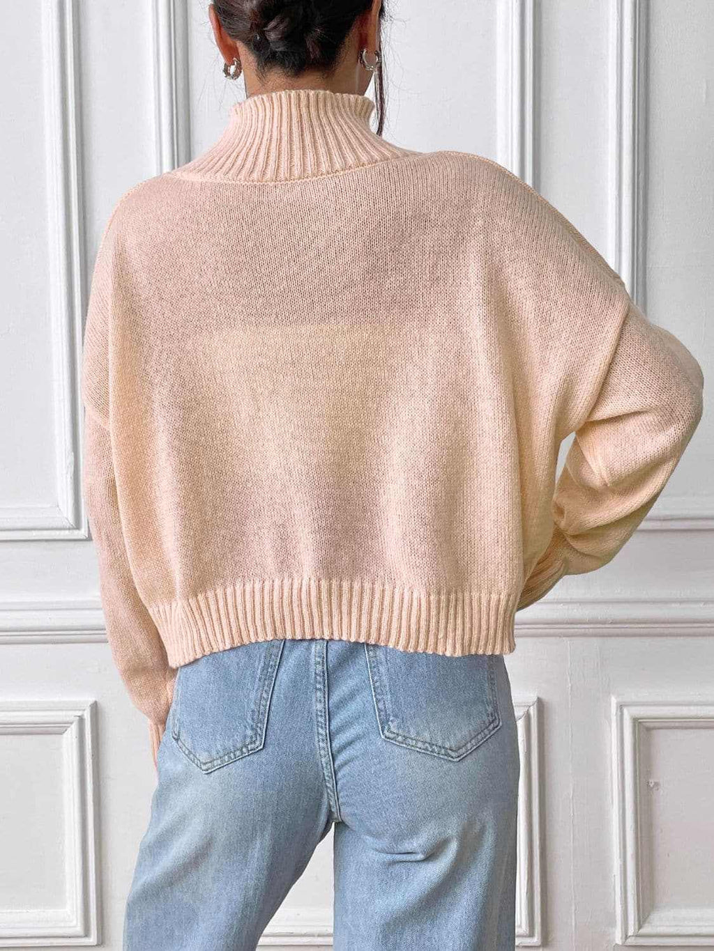 Trendsi Heart Turtleneck Sweater Women's Cozy Knit Top