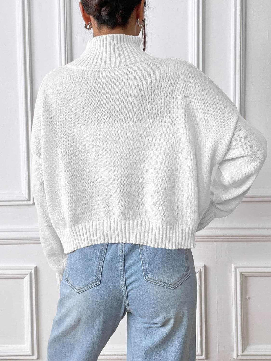 Trendsi Heart Turtleneck Sweater Women's Cozy Knit Top