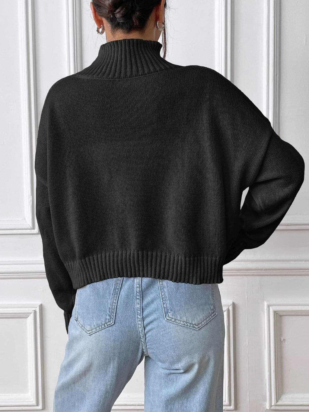 Trendsi Heart Turtleneck Sweater Women's Cozy Knit Top
