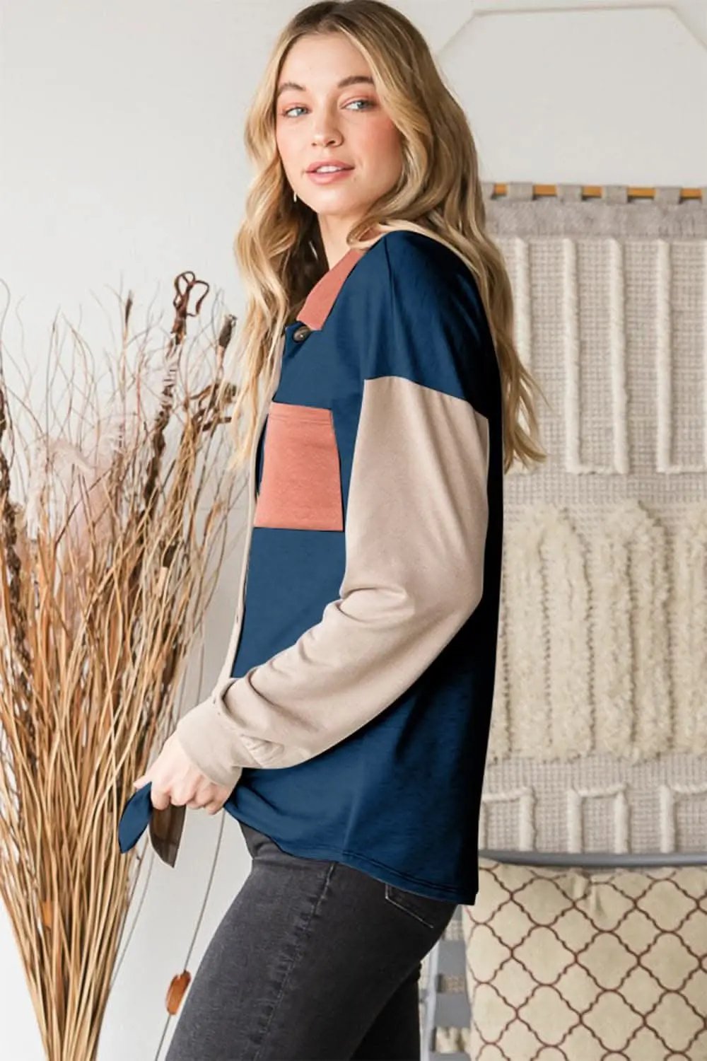 Accessories Trendsi Shirts - Color block button-down shirt - Premium Quality