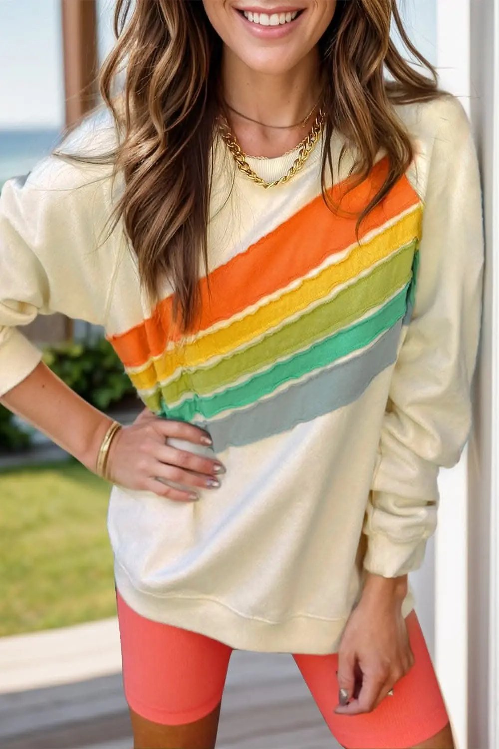 Sweatshirts & Hoodies Trendsi Colorblock Long Sleeve Sweatshirt