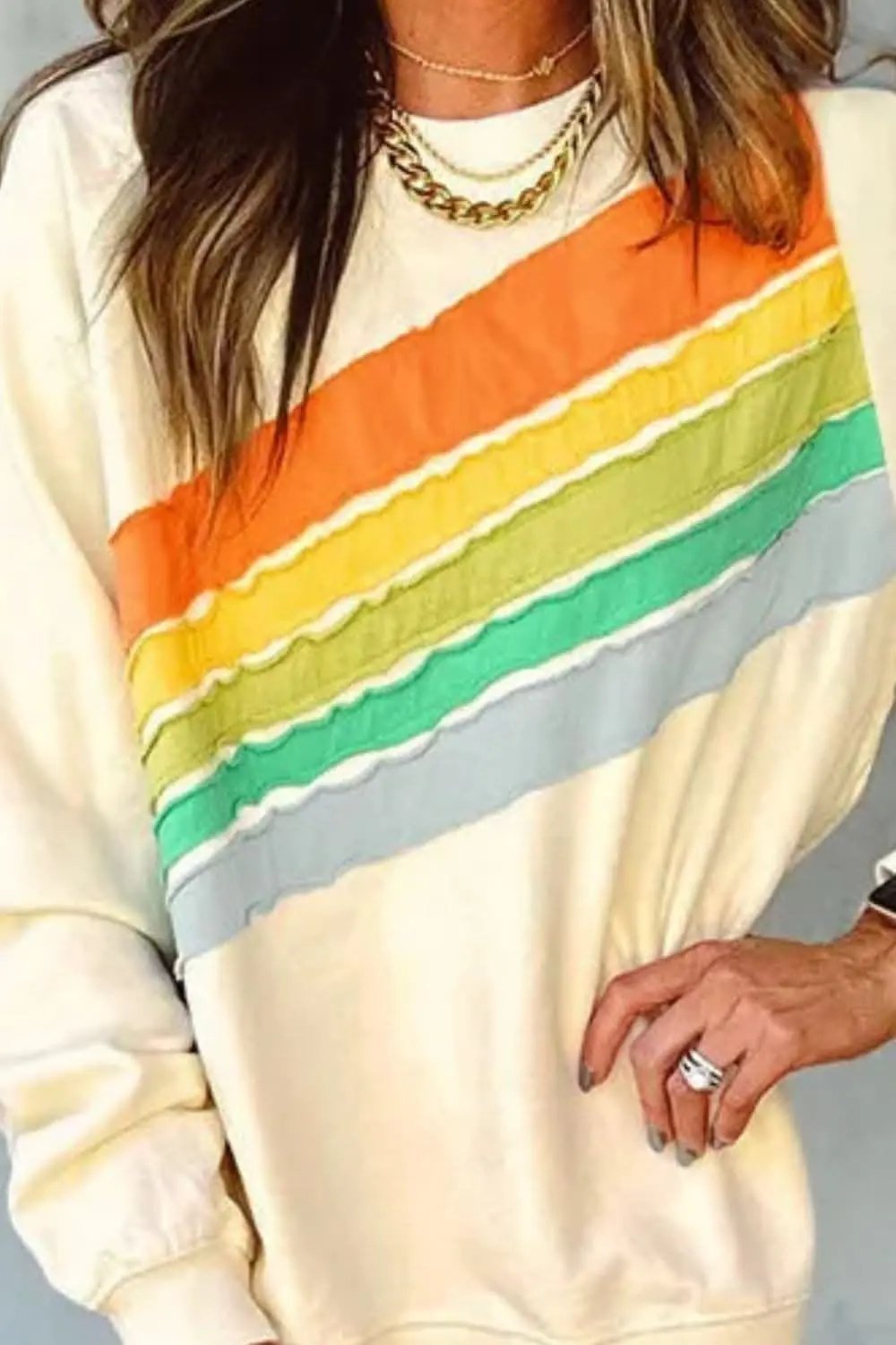 Sweatshirts & Hoodies Trendsi Colorblock Long Sleeve Sweatshirt