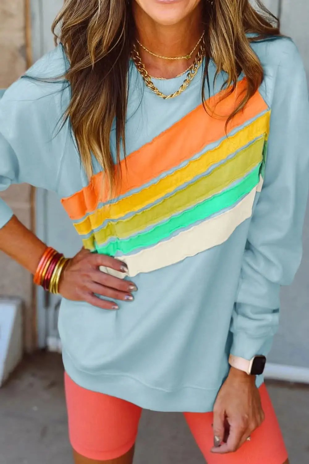 Sweatshirts & Hoodies Trendsi Colorblock Long Sleeve Sweatshirt