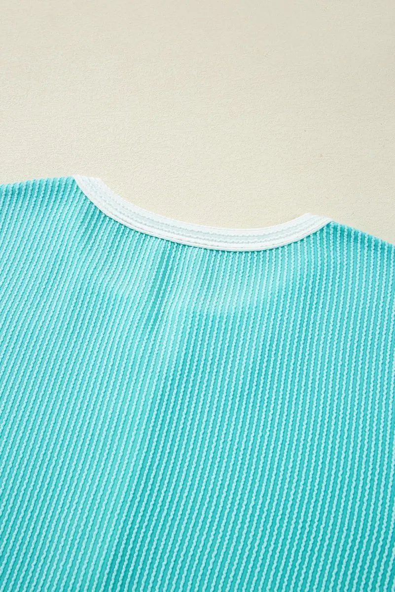 Women's Henley Top Women's Henley T-Shirt - Corded Colorblock - Casual Summer Top