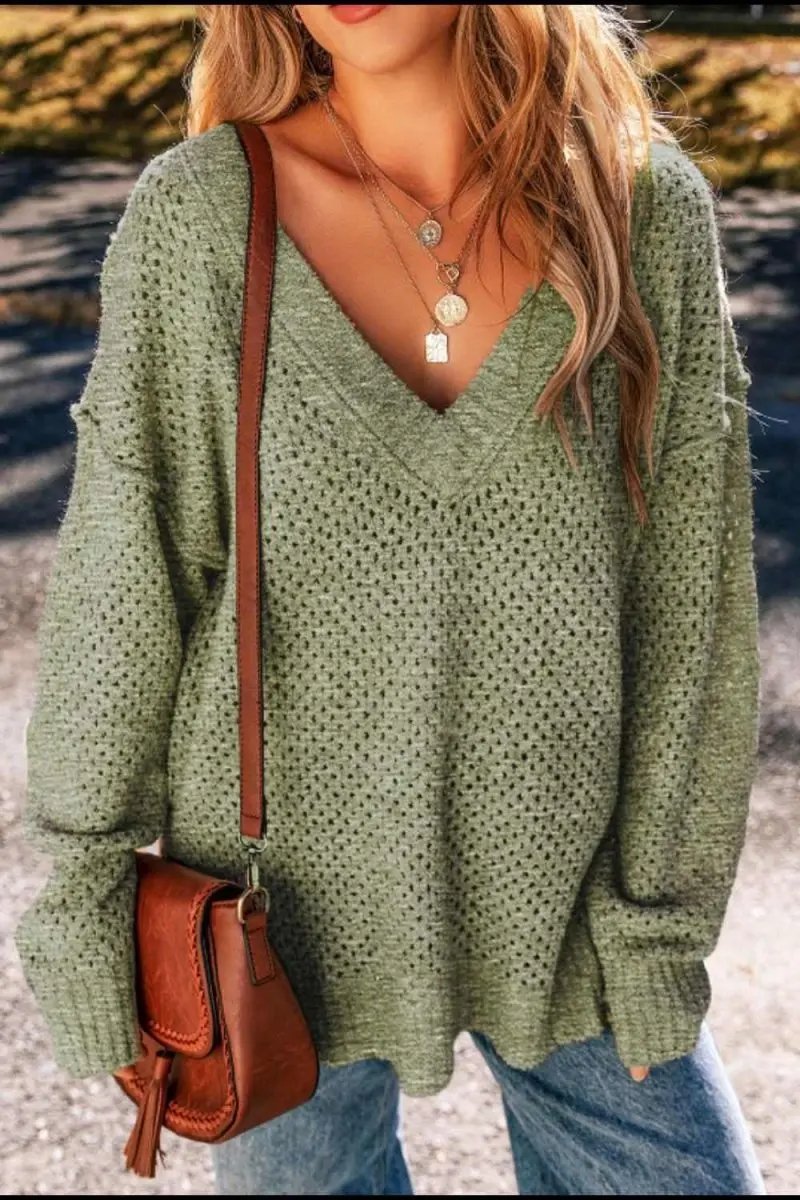 Sweaters Trendsi V-Neck Sweater Women's Casual Long Sleeve Top Wardrobe Essential