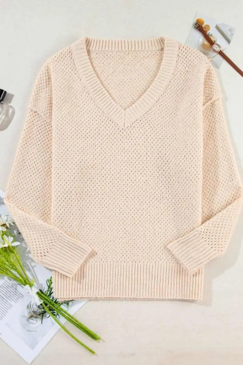 Sweaters Trendsi V-Neck Sweater Women's Casual Long Sleeve Top Wardrobe Essential