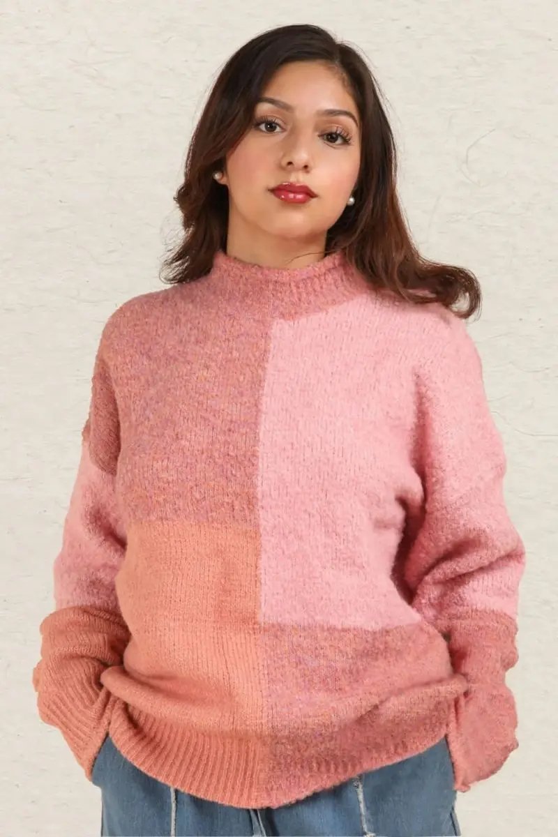 Sweaters Trendsi Color Block Sweater Women's Casual Knit Top USA Shipped