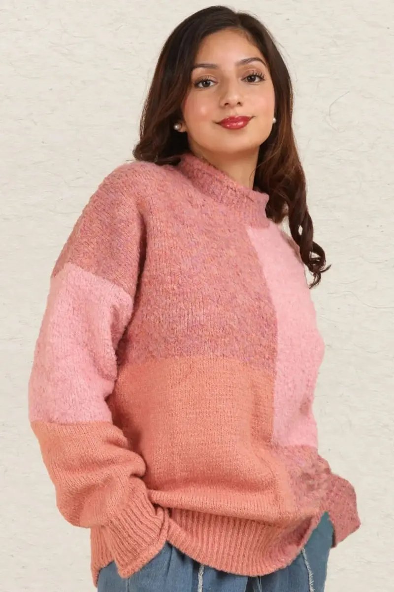 Sweaters Trendsi Color Block Sweater Women's Casual Knit Top USA Shipped