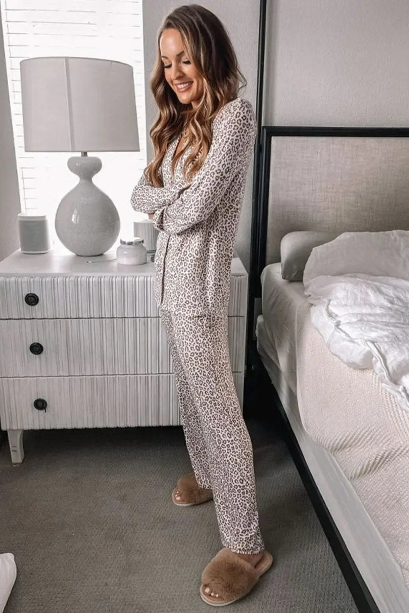 Pants Love Salve White Leopard Pajamas Women's Sleepwear Set - Soft & Stylish
