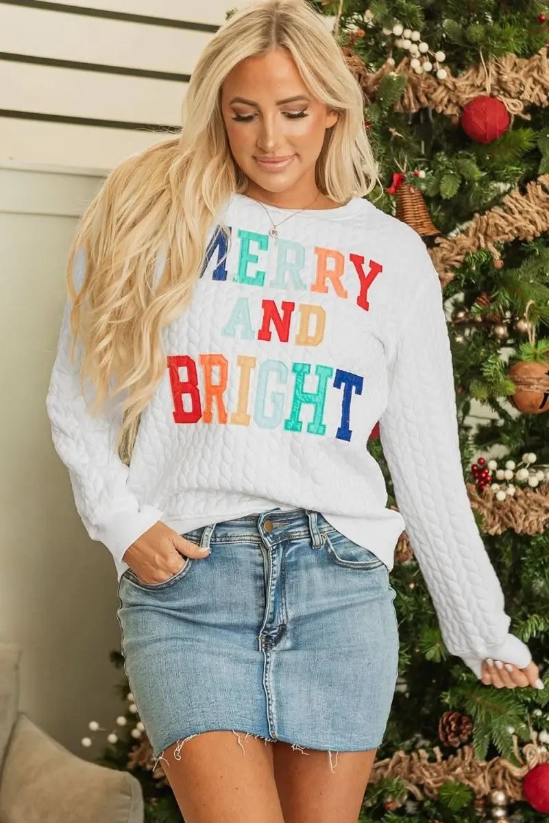 Women's Cable Knit Sweatshirt Love Salve Cozy Winter
