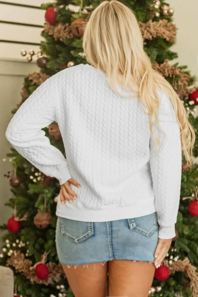 Women's Cable Knit Sweatshirt Love Salve Cozy Winter