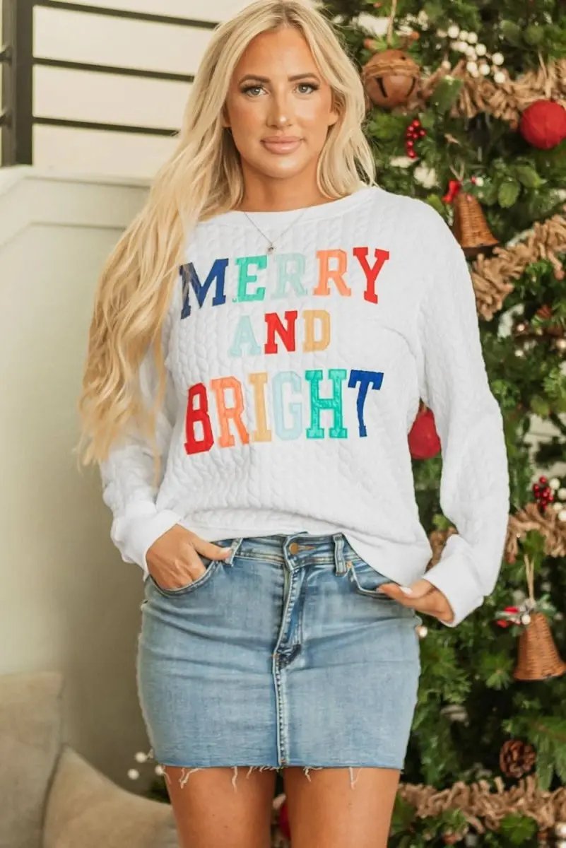 Women's Cable Knit Sweatshirt Love Salve Cozy Winter