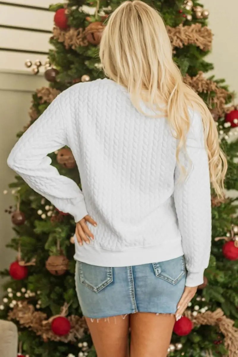 Women's Cable Knit Sweatshirt Love Salve Cozy Winter
