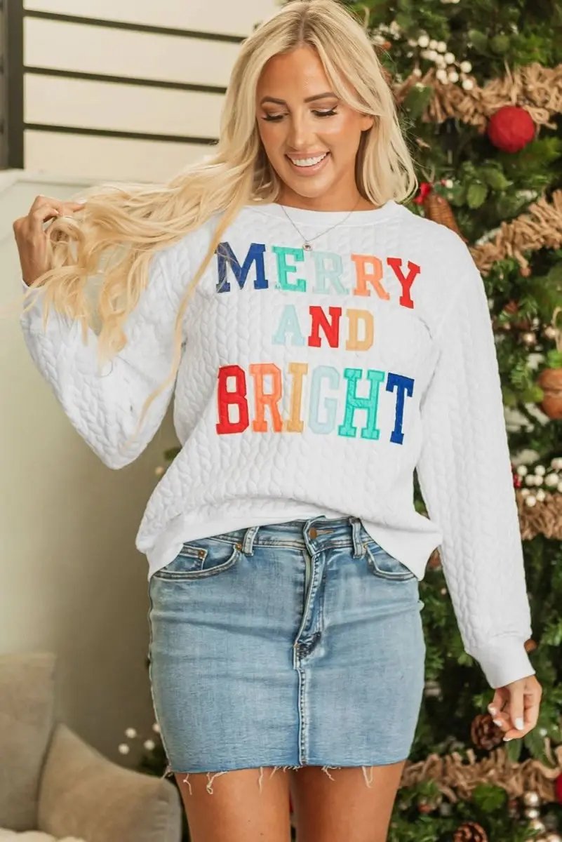 Women's Cable Knit Sweatshirt Love Salve Cozy Winter