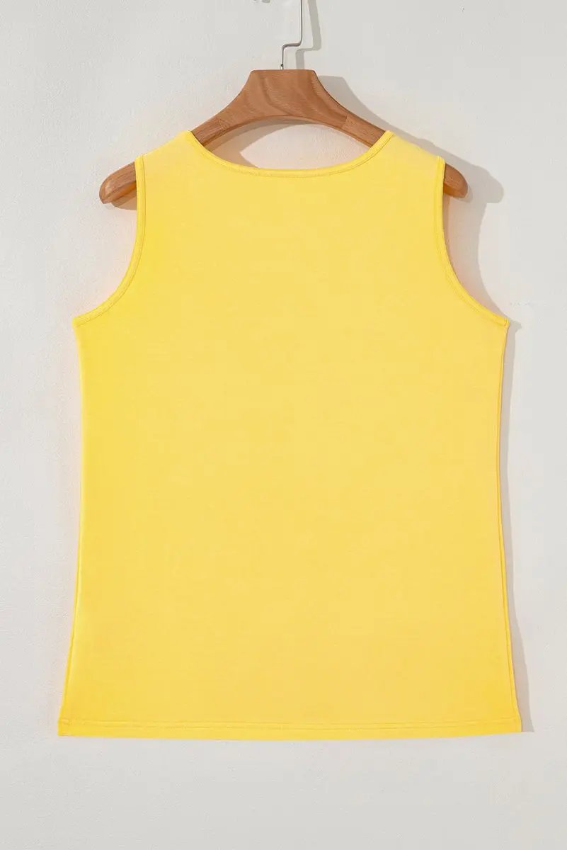 Women's Tank Top Tank Top - Yellow Floral - Summer Beach Casual Sleeveless