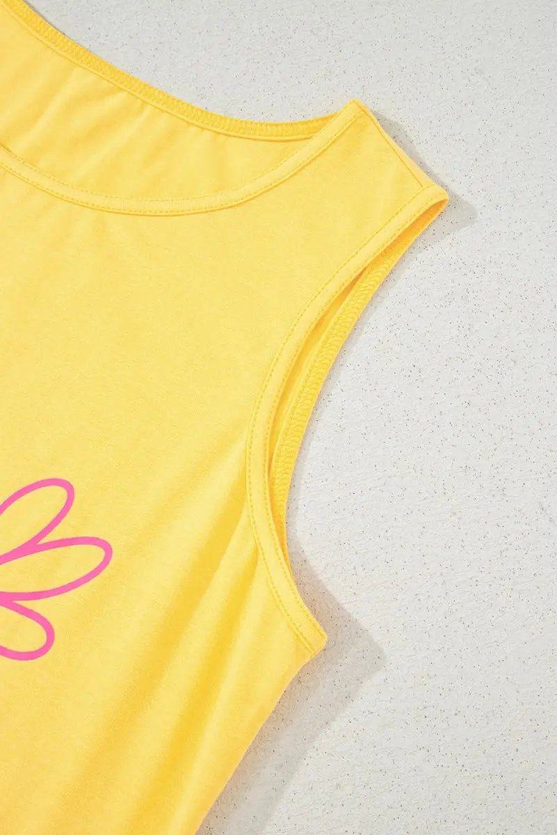 Women's Tank Top Tank Top - Yellow Floral - Summer Beach Casual Sleeveless