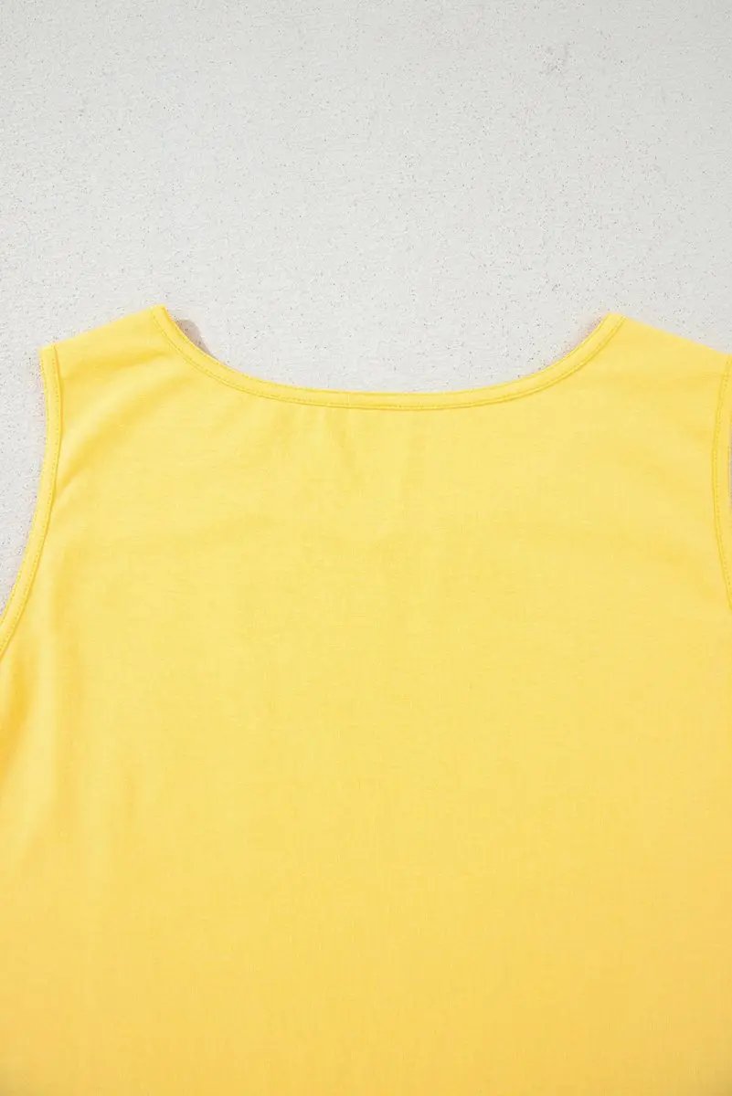 Women's Tank Top Tank Top - Yellow Floral - Summer Beach Casual Sleeveless