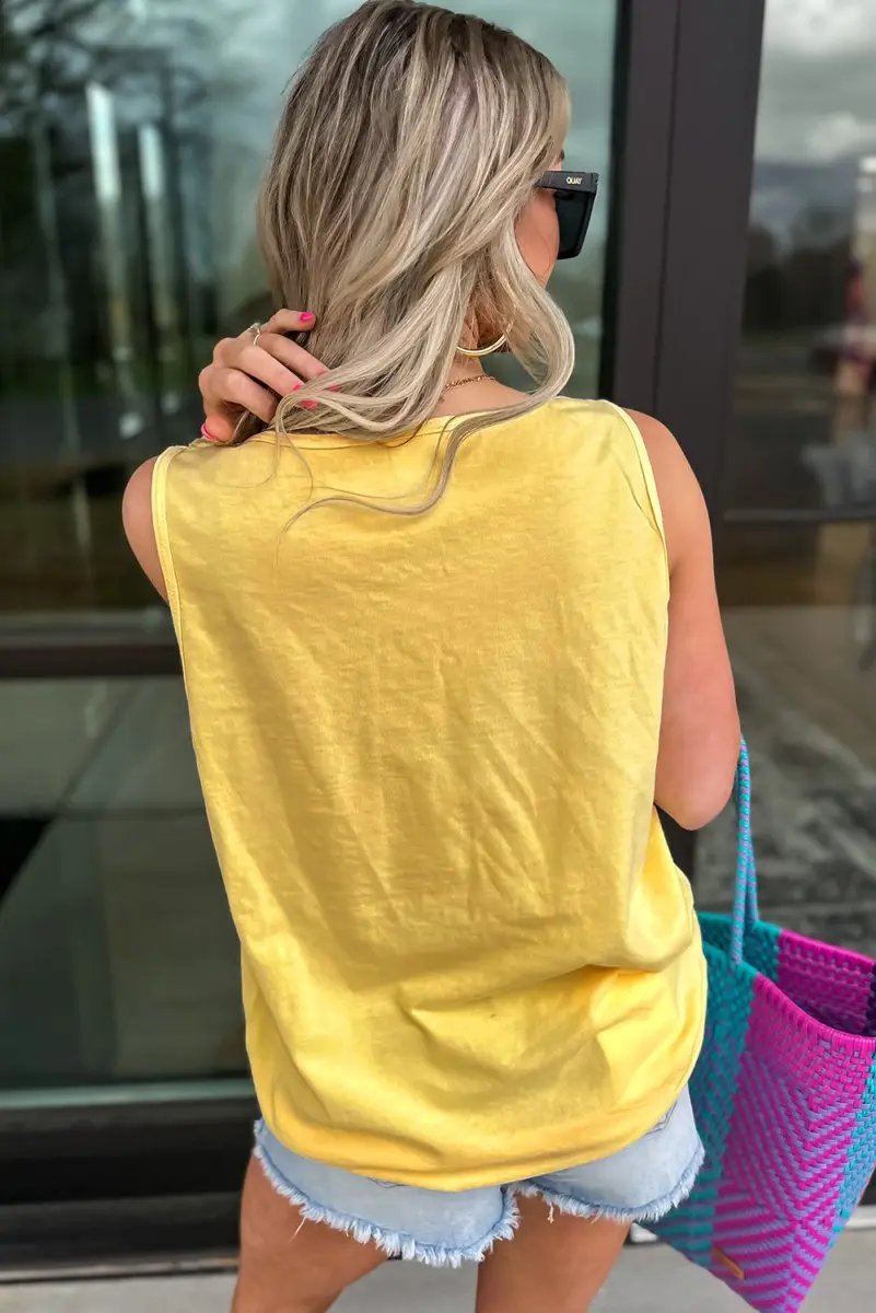 Women's Tank Top Tank Top - Yellow Floral - Summer Beach Casual Sleeveless