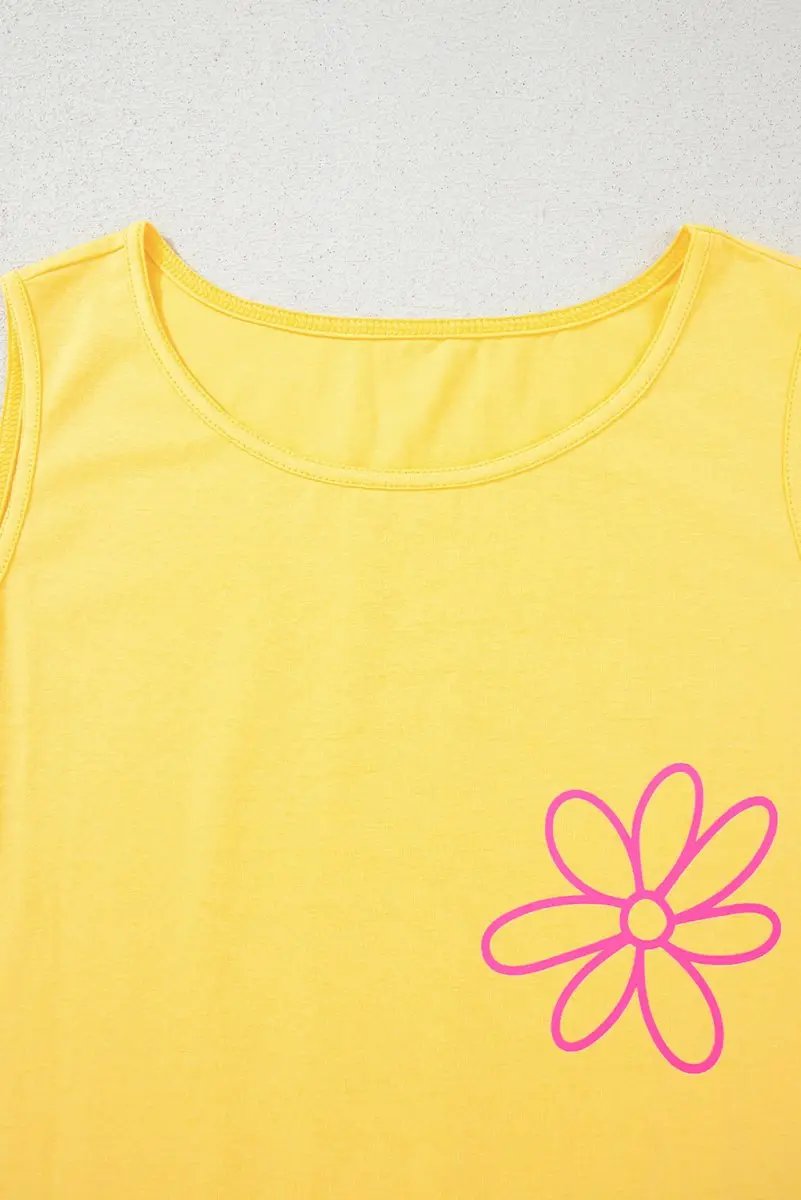 Women's Tank Top Tank Top - Yellow Floral - Summer Beach Casual Sleeveless