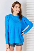 Accessories Trendsi Ribbed Trim Top Women's Casual Long Sleeve Blouse USA Shipped!